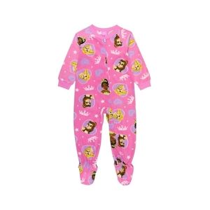 Disney Princess Tiana, Belle Toddler Girl's Pink Fleece Footed Pajama Sleeper